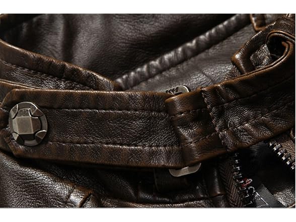 Chouyatou Men (S) Stand Collar Pu Leather Jacket