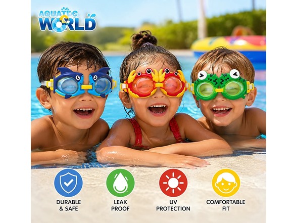 Kids Swim Goggles 3PK Crab Frog & Shark