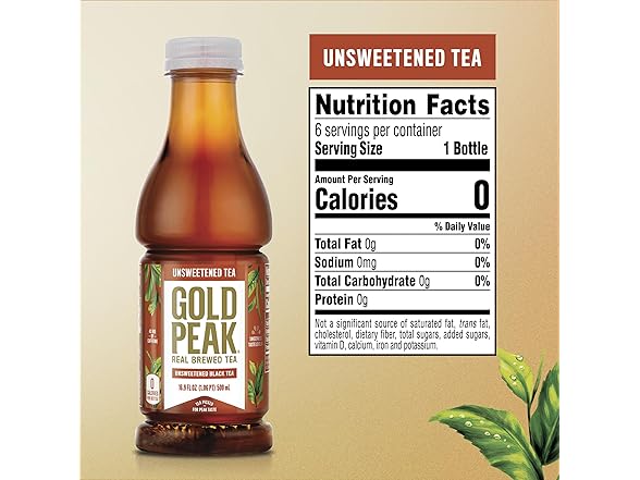 6PK Gold Peak Tea, Unsweet Tea, 16.9 fl oz