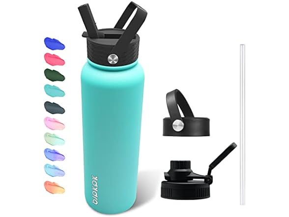 BJPKPK Insulated 40oz Water Bottles with Straw Lid