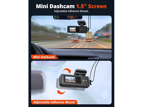 2K Dash Cam Front and Rear with 64GB SD Card