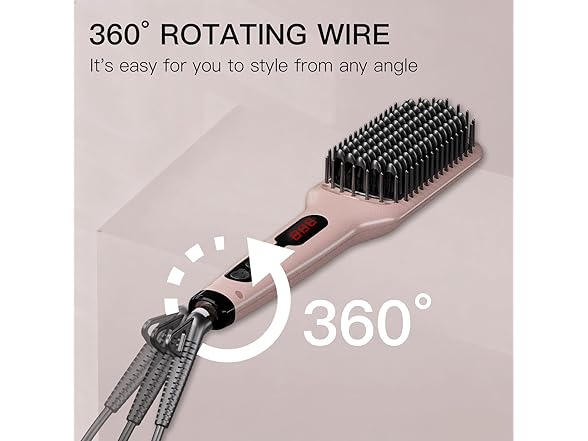 MEGAWISE Pro Ceramic Ionic Hair Straightener Brush for Home Salon