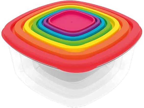 Square Rainbow Food Storage Containers