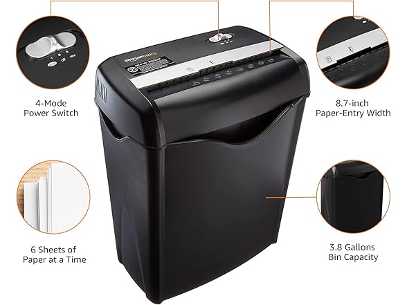 Amazon Basics 6-Sheet Cross-Cut Paper and Credit Card Shredder