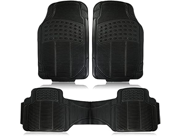 Zone Tech FM0010 Car Rubber Black Floor Mat Set of 3 Black