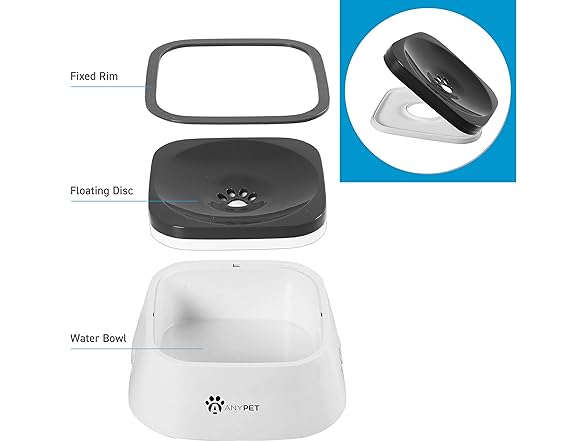 ANYPET No-Spill Dog Water Bowl, Anti-Splash