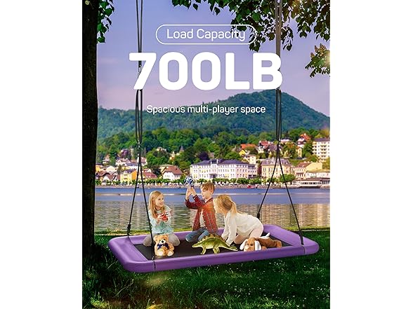 Everyfun Tree Swing for Kids and Adults, 60" Waterproof Purple