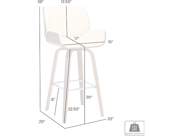 Armen Living Tyler 26" Counter Height Swivel Stool