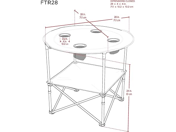 Rio Brands 28" Round Folding Table