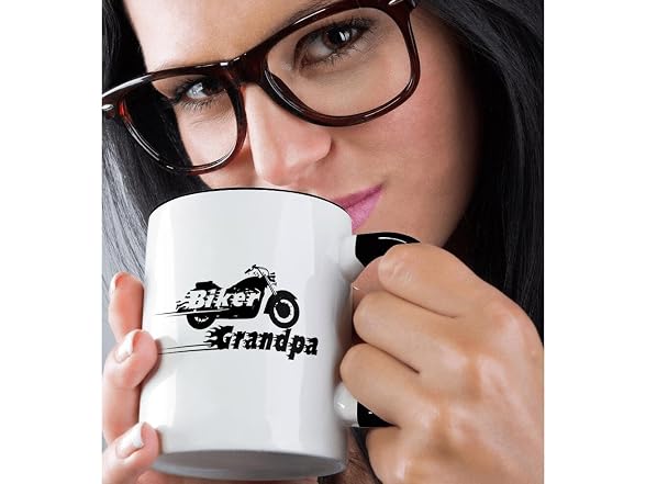 3dRose Biker Grandpa. motorbike Mug