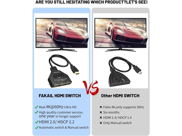 4K HDMI Switch 3 in 1 Out 3 Port HDMI