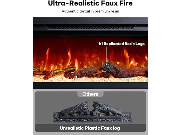 Silonn 3-Sided Smart 50" Electric Fireplace