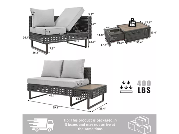 Coolbibila Gray 6pc Wicker Patio Sofa Set