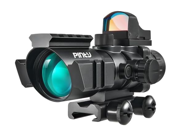 PINTY 4x32 Rifle Scope with Red Dot Sight Combo