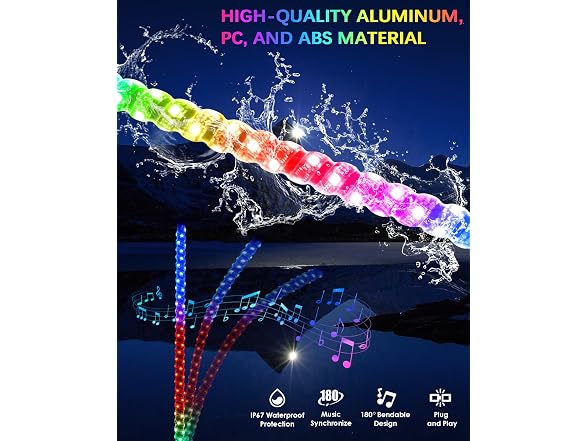 Tavaray 2PCS 6FT Whip Lights with