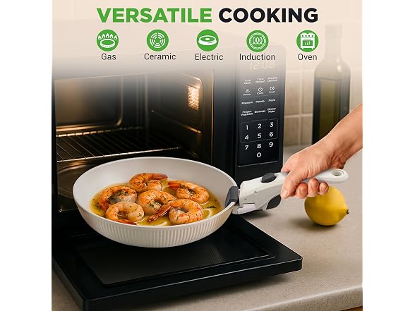 NutriChef 18-Piece Ceramic Cookware Set Cream