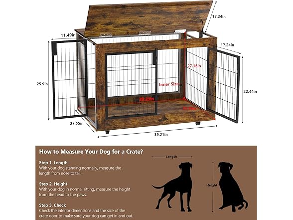 EasyCom Dog Crate Furniture, 41.33" Extra Large