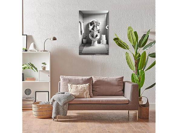 Funny Bathroom Dachshund Dog Wall Art
