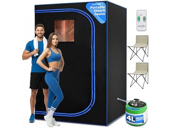 SereneLife Portable Sauna for Home, 2 Person Steam Tent
