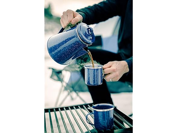 Stansport Enamel Percolator Coffee Pot & 4 Mug Set