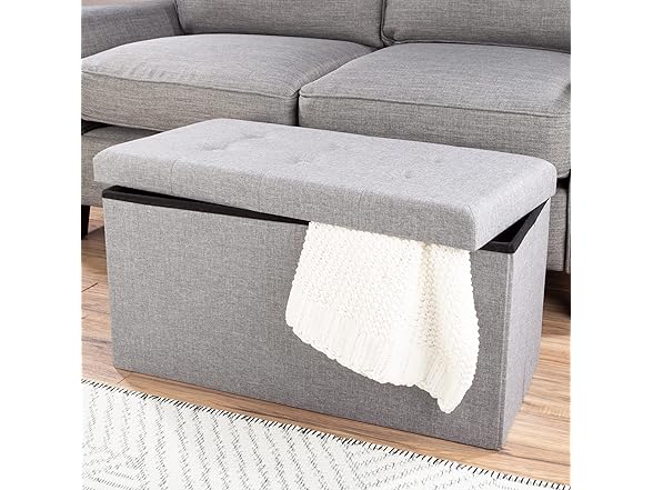 Lavish Home Folding Storage Ottoman - 30" Tufted
