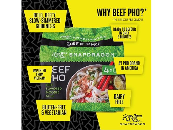 Snapdragon Beef Pho Instant Noodle Packets 4-Pack