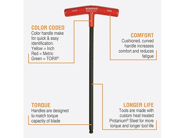Bondhus 13187 Set of 8 T-handles, sizes 2-10mm