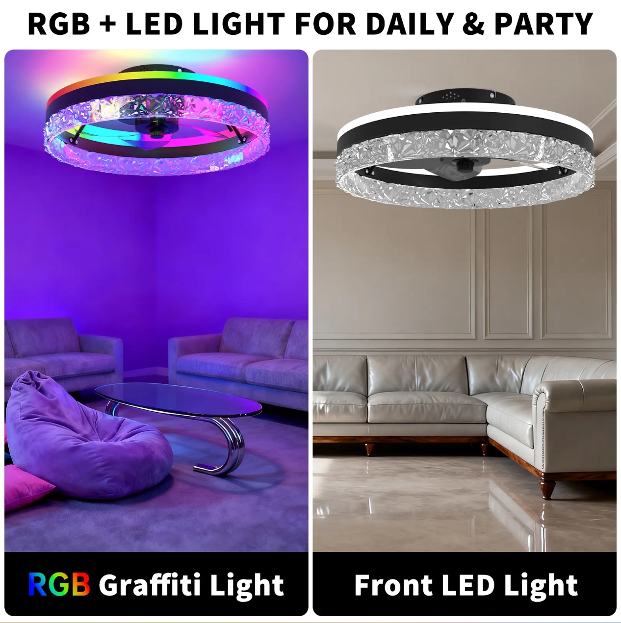 Smart RGB LED Ceiling Fan 20 w/ Remote - Gallery 17