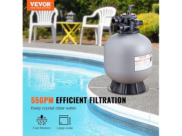 Sand Filter, 22-inch, Up to 55 GPM Flow Rate