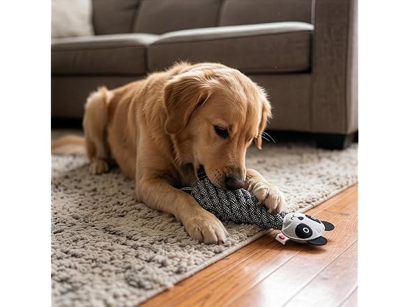 SPOT Dura-Fused Colors Leather Bottle Cruncher Panda Dog Toy