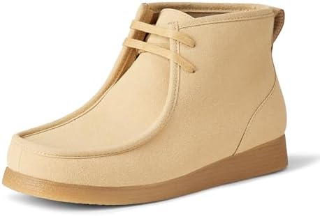Amazon Essentials Men's Chukka Moc Toe Boots, Sand Faux Suede, 12