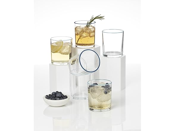 Oneida Glassware, 24 Seven Turquoise Tumbler, Set of 6