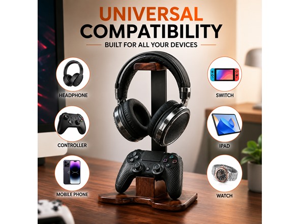 Wood Headset Stand for Desk