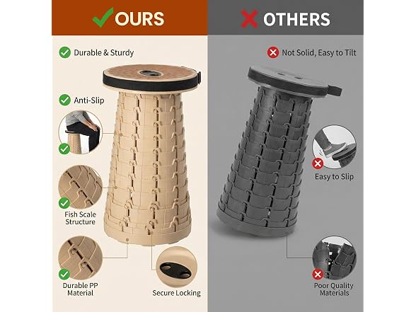 Collapsible Telescopic Round Stool Beige