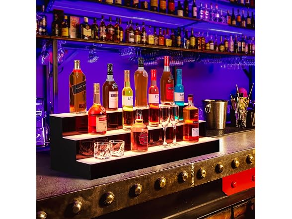 30'' LED Lighted Liquor Bottle Shelf, 3 Tier