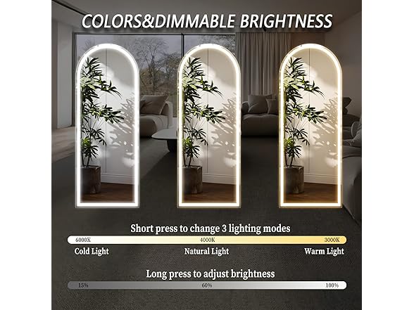 LED Arched Full Length Mirror