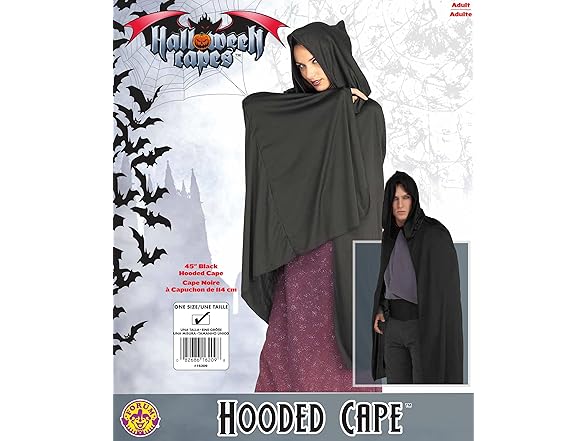 Rubies Rubie's Mens Hooded Cape 3/4 Length Costume, Black