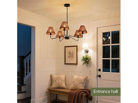 InterMaka 5-Light Rattan Chandelier