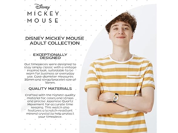 Disney Men Mickey Mouse Articulating Hands Watch