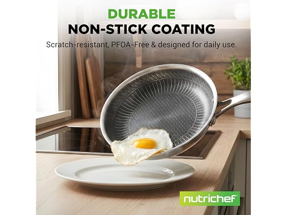 NutriChef 10" Stainless Steel Frying Pan