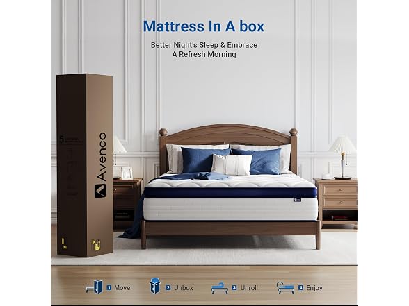 Avenco Queen Mattress, Hybrid Mattress in a Box