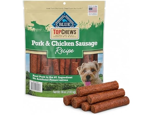Blue Buffalo Top Chews Pork & Chicken Sausage Treat