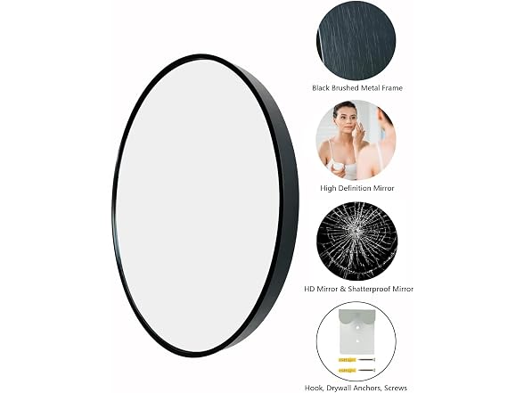 Black Round Bathroom Mirror Circle Wall