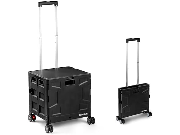 CleverMade Collapsible Wheeled Crate, 35L Capacity, 4 Wheels