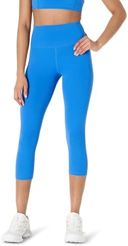 Amazon Essentials Women's Active FormFlex Buttery Soft High Waist 19" Inseam Capri Yoga Workout Leggings, Ocean Blue, Large