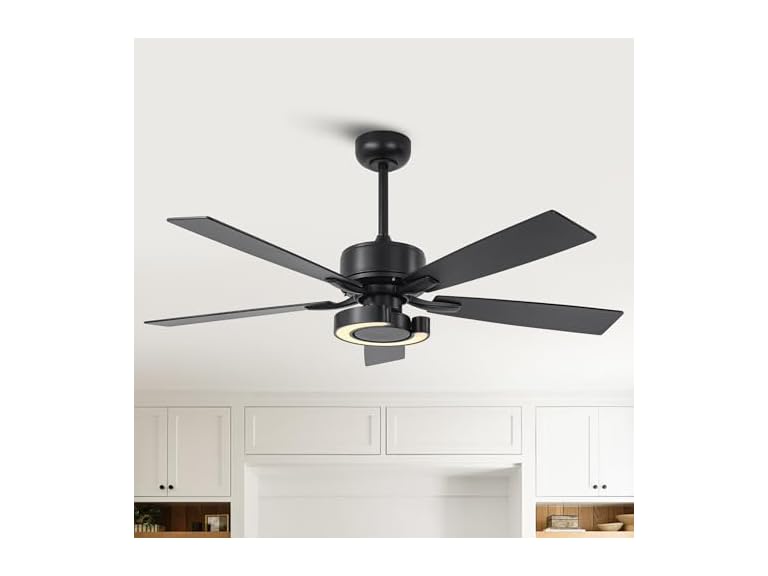 Parrot Uncle F6018BK 52 Inch Ceiling Fans with Lights and R
