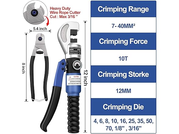 CKE CKE 10 Ton Hydraulic Crimping Tool, Hyd