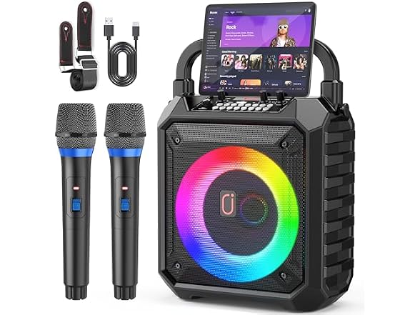 JYX Karaoke Machine 2 Mics BT Speaker