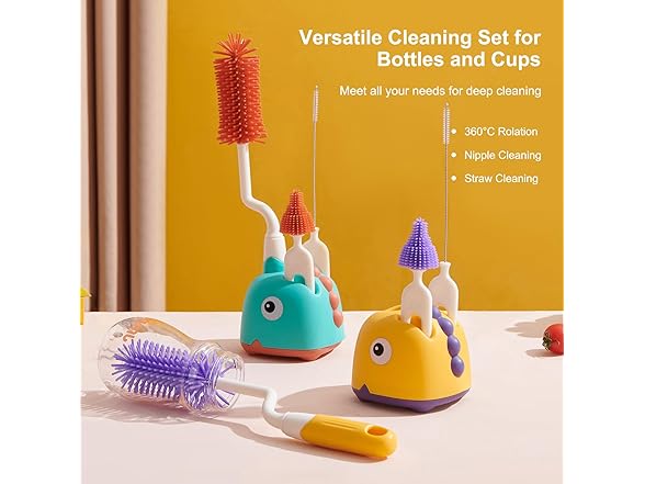 Rabbit Baba Silicone 4-in-1 Baby Bottle Brush Set