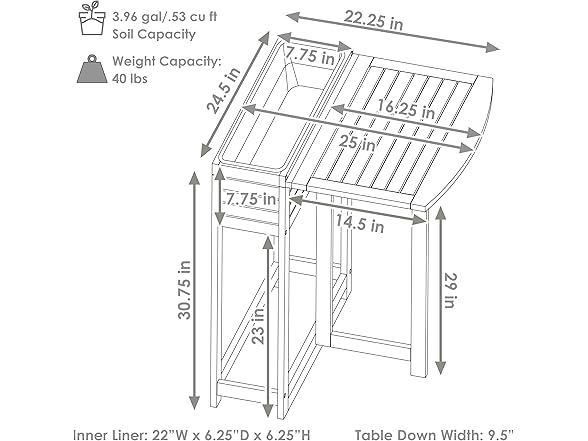 Sunnydaze Acacia Wood Raised Garden Bed with Shelf